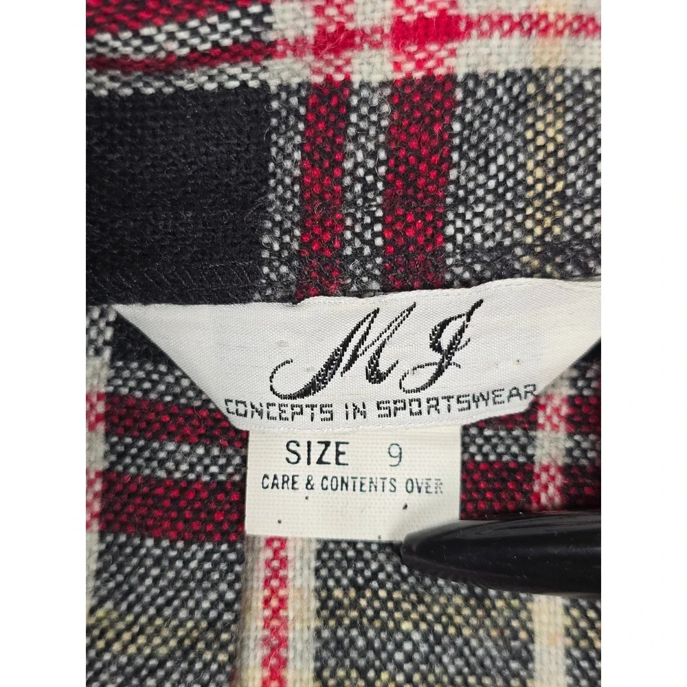 VTG MJ Concepts in Sportswear Plaid Pleated Midi Skirt Women Size 9 Wool‎ Blend
